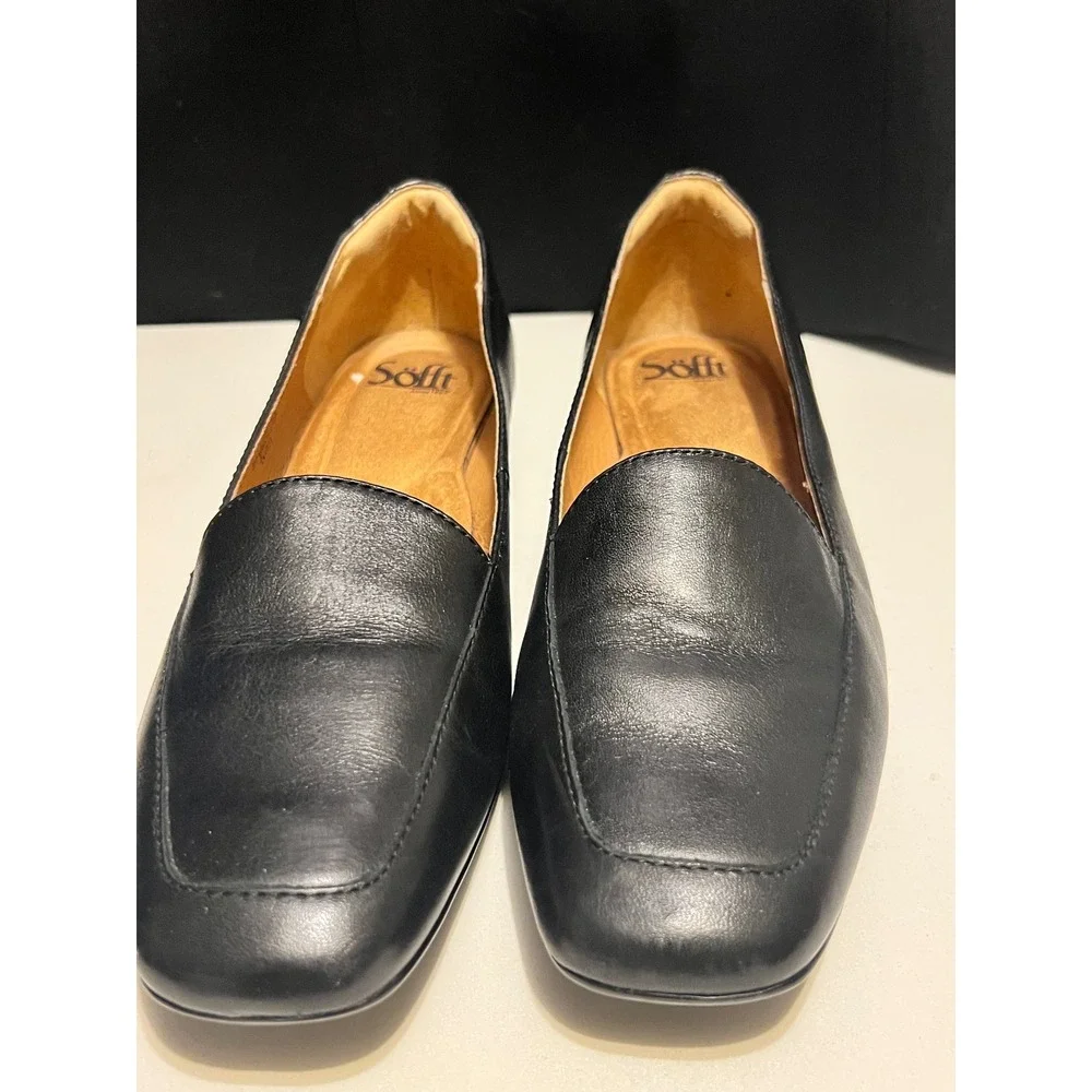 Sofft Black Leather Loafers Womens Size‎ 8 Comfort Slip On Work Dress Shoes